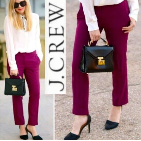 J Crew Wool-Blend Campbell pant in Burgundy Size 6T - Picture 1 of 16